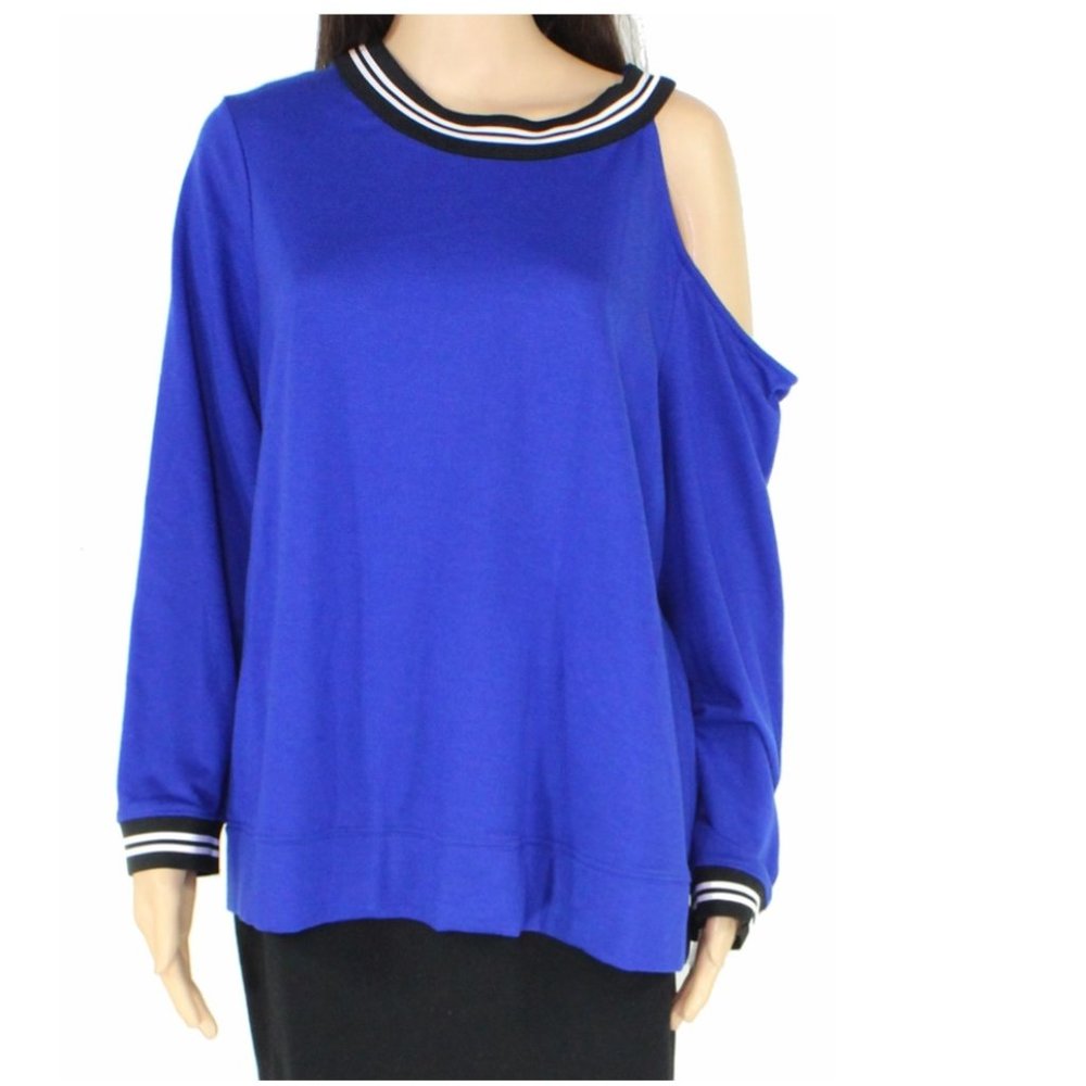 INC BRIGHT BLUE COLD SHOULDER SWEATER PULLOVER XL